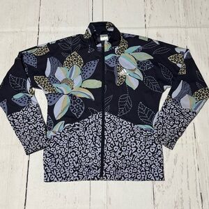 Adidas X Farm Rio womens S tropical floral leopard full zip windbreaker jacket